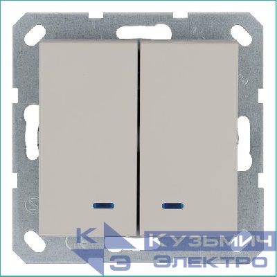 Выключатель 2-кл. 10А IP20 с подсветкой механизм тауп Jasmart G3023NT