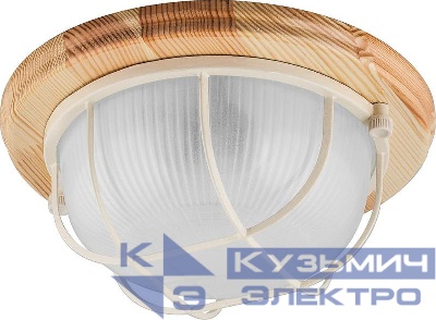 Светильник НБО 03-60-012 60Вт E27 IP44 220В накладной круг с решеткой дерево клен FERON 11570