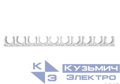Гребенка из клипс для сантехнических труб для монтажных пистолетов (16 мм, белый, 10 мест, 10 шт/уп)