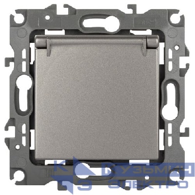 Розетка 16А 250В 2P+E Schuko защ. шторки с крышкой Эра12 12-2103-16 титан Эра Б0065722