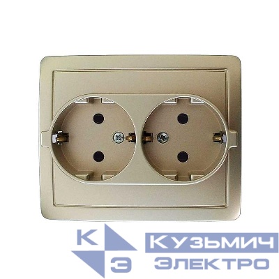 Розетка 2-м СП Simon15 16А IP20 250В с заземл. Schuko без защ. шторок винт. клеммы шампань Simon 1590456-034