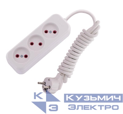 Удлинитель 3х2м без заземл. 10А IP20 Lila LEZARD 720-0302-303