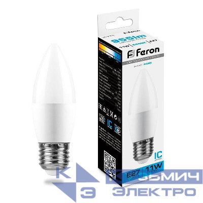 Лампа светодиодная LB-770 11Вт C37 свеча 6400К E27 230В FERON 25945