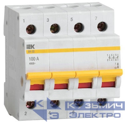 Выключатель нагрузки (мини-рубильник) 4п 100А ВН-32 KARAT IEK MNV10-4-100