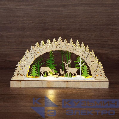 Фигура деревянная "Семейство оленей" 30х5х15.7см 1Вт IP20 с подсветкой Neon-Night 504-026