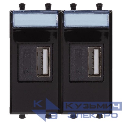 Устройство зарядное USB 2мод. 2.1А Avanti "Черный квадрат" DKC 4402542