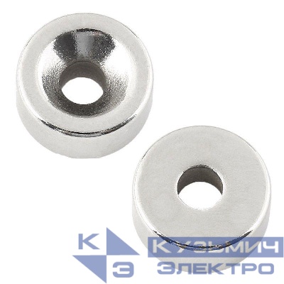 Магнит неодимовый диск 20х5мм с зенковкой 10х4.5мм (блист.2шт) Rexant 72-3603
