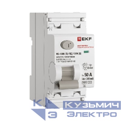 Выключатель дифференциального тока 2п 50А 300мА тип AC 6кА ВД-100N (S) электромех. PROxima EKF E1026MS50300