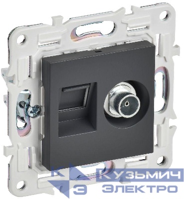 Розетка двойная TV+RJ45 кат.5E SKANDY SK-A14T титан IEK SK-AK20-1-K48