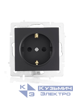 Розетка 1-м СП Vesna с заземл. защ. шторки ПБТ механизм черн. бархат LEZARD 742-4288-124B