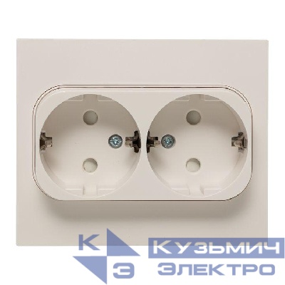 Розетка 2-м СП Стокгольм 16А IP20 с заземл. защ. шторки бел. PROxima EKF EXR16-128-10