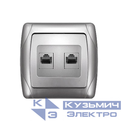 Розетка компьютерная 2-м Маргарита RJ45 серебр. UNIVersal 1083-S