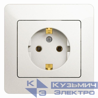 Розетка 1-м СП Glossa 16А IP20 с заземл. в сборе перламутр. SE GSL000642