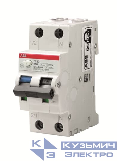 Выключатель автоматический дифференциального тока DS201 C6 AC30 6А 30мА ABB 2CSR255080R1064