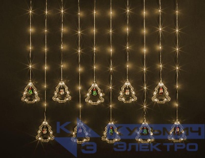 Гирлянда светодиодная "Бахрома" "Елки и фигурки" 95 007 NGF-D034-01 3х0.6м WW IP20 Navigator 95007