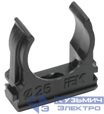Держатель для труб (клипса) CF25 с защелкой черн. ELASTA IEK CTA10D-CF25-K02-100