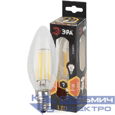 Лампа светодиодная филаментная F-LED B35-7w-827-E14 Эра Б0027942