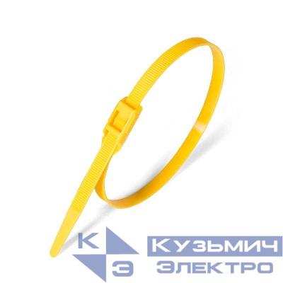 Хомут кабельный КСГ 8х400 разъемный с гор. замком желт. (уп.100шт) Fortisflex 74248