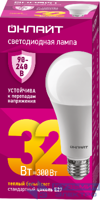 Лампа светодиодная 90 536 OLL-A70-32-230-2.7К-E27 32Вт грушевидная 2700К E27 90-240В PRO ОНЛАЙТ 90536