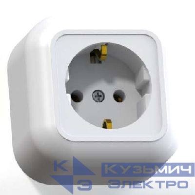 Розетка 1-м ОП Валентина РА16-638 16А IP20 с заземл. бел. Кунцево 7640