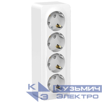 Розетка 4-м ОП Blanca 16А IP20 250В с заземл. защ. шторки с изолир. пластиной бел. SE BLNRA011411
