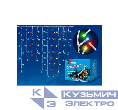 Гирлянда "Бахрома" светодиодная ULD-B3010-200/DTA MULTI IP20 с контроллером 3м 200 светодиодов свет разноцветный провод прозр. Uniel UL-00002270