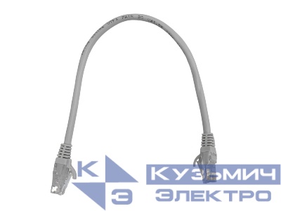 Патч-корд UTP4 cat 5e, 0,3м, ВС, LSZH, серый, литой коннектор NETKO Optima