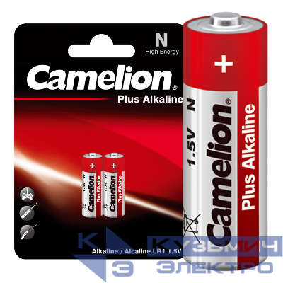 Элемент питания алкалиновый N/LR1 1.5В LR1-BP2 BL-2 (блист.2шт) Camelion 2605