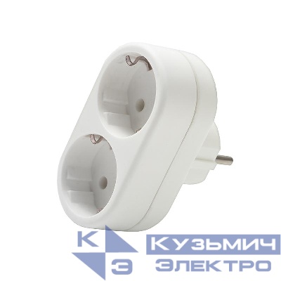 Разветвитель 2-м с заземл. 16А 3500Вт 250В плоский бел. DОМТОК 2653