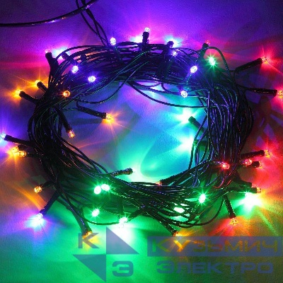 Гирлянда светодиодная "Нить" 5м 8 режимов зел. пр. 220В IP20 мультиколор ЭРА Б0041892