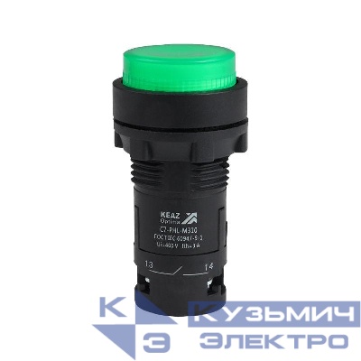 Кнопка с фиксацией с подсветкой OptiSignal Compact D22 С7-PHL-B310 зел. 1НО 24В AC/DC XB7NJ03B1 КЭАЗ 362110