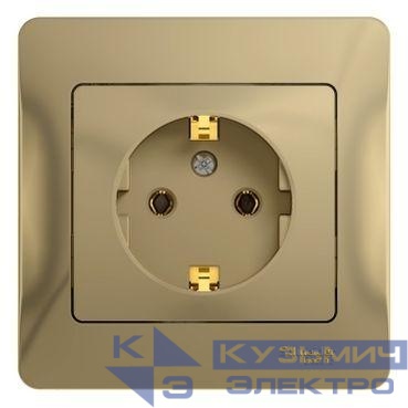 Розетка 1-м СП Glossa 16А IP20 с заземл. в сборе титан SE GSL000442