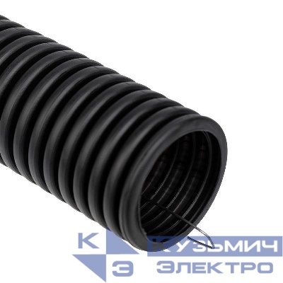 Труба гофрированная ПНД d40мм с протяжкой черн. (уп.15м) Rexant 28-0040-3