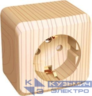 Розетка 1-м ОП Этюд Дача 16А IP20 250В с заземл. защ. шторки сосна SE PA16-004D