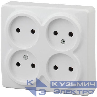 Розетка 4-м ОП Эра Эксперт 11-2210-01 16А IP20 250В 4х2P бел. Эра Б0020706