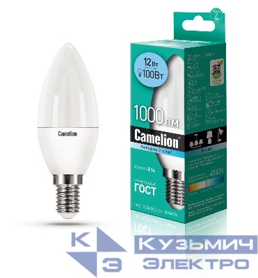 Лампа светодиодная LED12-C35/845/E14 12Вт 220В Camelion 13689