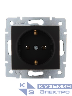 Розетка 1-м СП Karina с заземл. термопласт механизм черн. бархат LEZARD 707-4288-122B