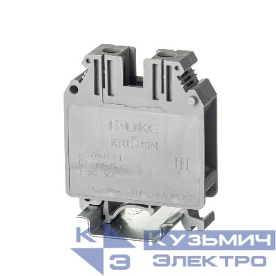 Клемма проходная винтовой зажим 2 точки подключения 35кв.мм сер. DKC KRU-35N