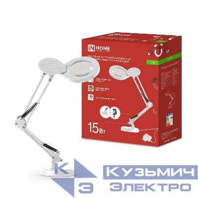 Светильник светодиодный настольный PLUS ССО-22Б-ЛП 10Вт 3000-6500К 5х лупа с адаптером на основании + струбцина бел. IN HOME 4690612058146