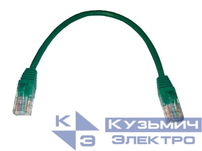 Патч-корд UTP4 cat 5e, 0,25м, ВС, LSZH, зеленый, литой коннектор NETKO Optima