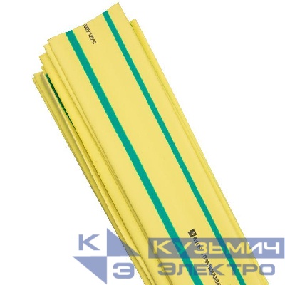 Трубка термоусадочная ТУТ нг 40/20 желт./зел. 1м (уп.25м) PROxima EKF tut-40-yg-1m