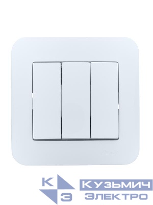 Выключатель 3-кл. 1п СП ASTI 10А IP20 в сборе бел. LEZARD 7081-0202-109