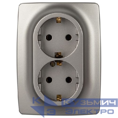 Розетка 2-м СП Эра12 12-2106-16 16А 250В 2X2P+E Schuko титан Эра Б0065706
