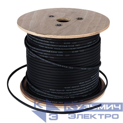 Кабель греющий саморег. для труб водостоков крыш 40КНС 2ЛП-ЭЛ-65/85 40Вт/м UV 200м экранированный Rexant 51-0255