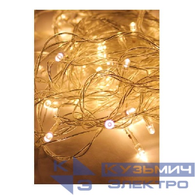 Гирлянда светодиодная 120LED бел. прозр. провод 12.8м (11.3+1.5) 8 режимов мигания IP20 тепл. бел. Космос KOC_GIR120LED_W