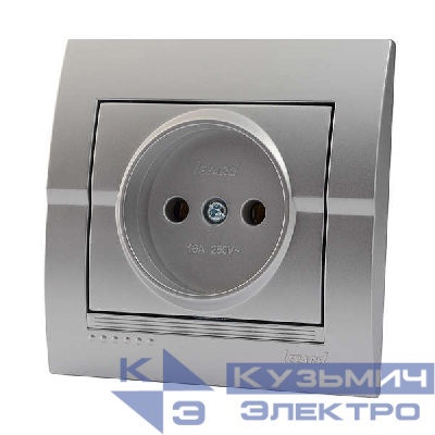 Розетка 1-м СП Deriy 16А IP20 без заземл. бакелит серебр. метал. LEZARD 702-2828-121B