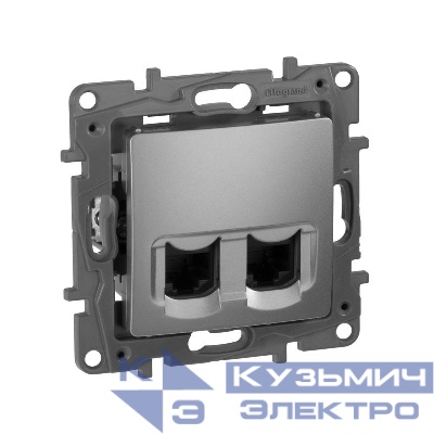 Розетка компьютерная 2-м СП Etika RJ45 кат.5E UTP механизм алюм. IEK 672455