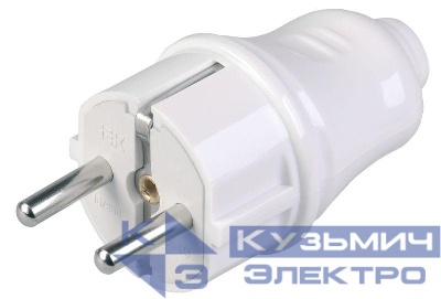 Вилка прямая ВПп10-01-Ст разборная с заземл. контактом 16А бел. IEK EVP10-16-01-K01