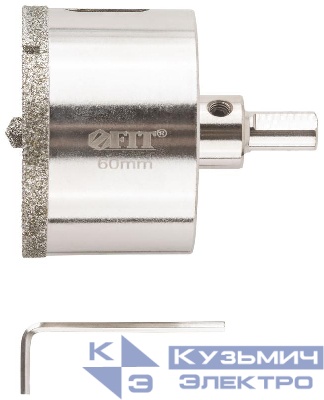 Коронка кольцевая алмазная по керамограниту камню и кафелю 60х70мм с центровочным сверлом FIT 16223