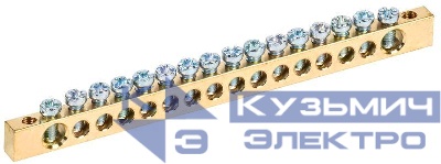 Шина PEN "земля-ноль" 6х9мм 16/2 (16групп/крепеж по краям) IEK YNN11-16-100